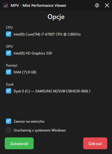 MPV - Mini Performance Viewer — zrzut ekranu 2 z 4