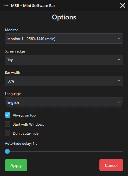 MSB - Mini Software Bar — zrzut ekranu 3 z 3